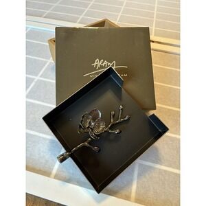 Michael Aram Black orchid Cocktail Napkin Holder New With Box. Mirror Finish